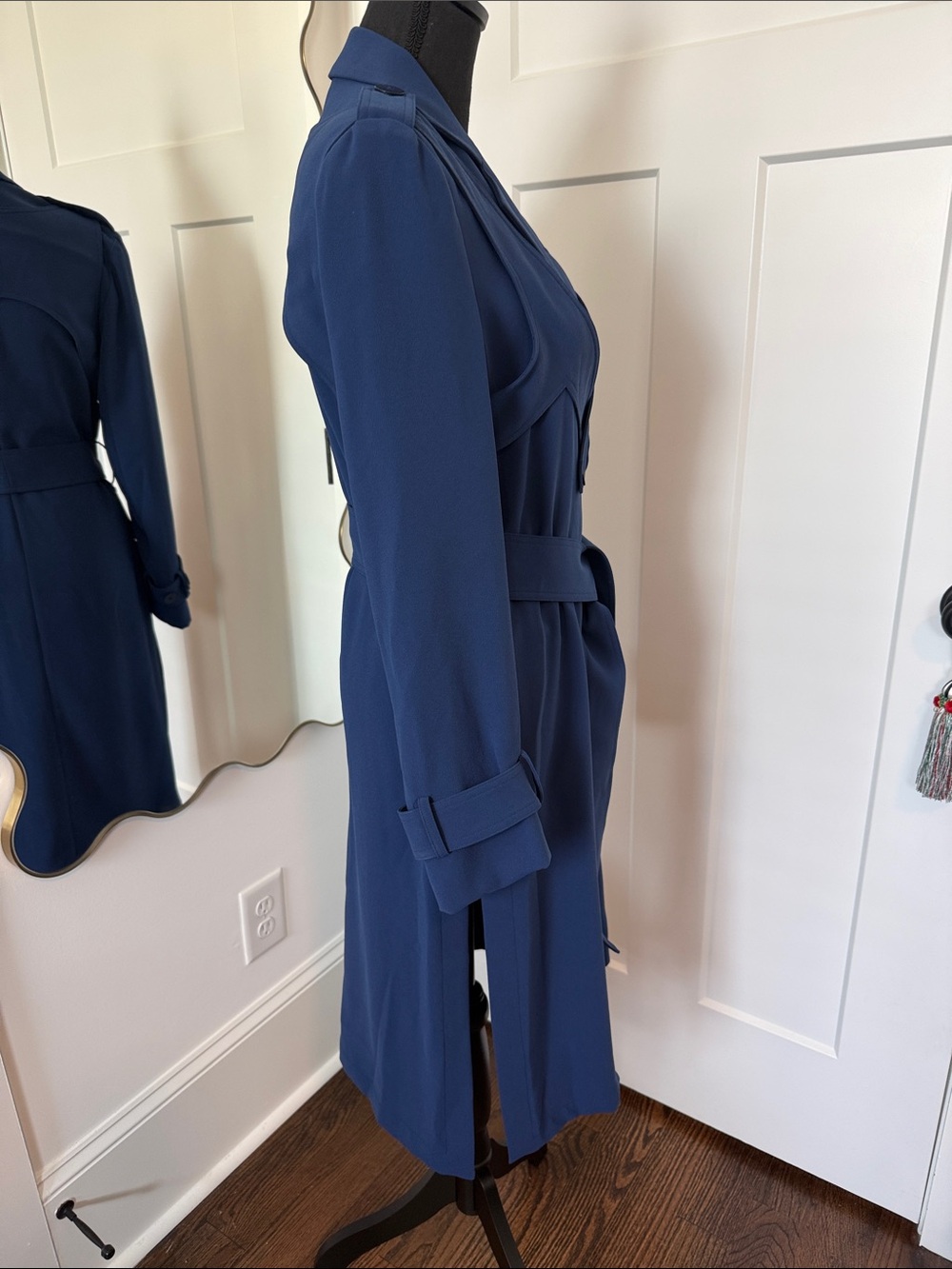 Adolfo Dominguez Navy Blue Long Sleeve Wrap Trench Dress - Picture 2 of 12